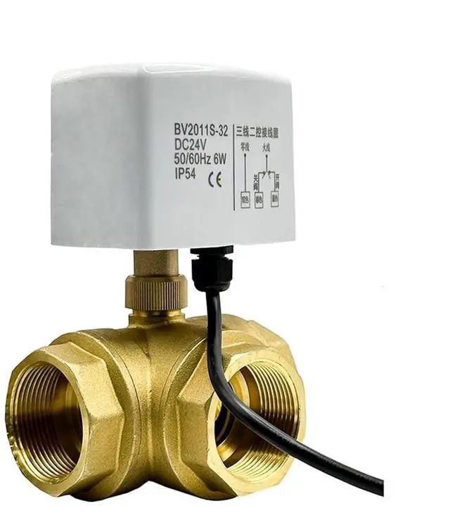 Alt view image 5 of 5 - 1-1/2 Inch 3 Way Motorized Ball Valve 220V 12V 24V 3-Wire 2 Control T/L Type Brass Electric Ball Valve 1Pcs(T TYPE_220VAC)