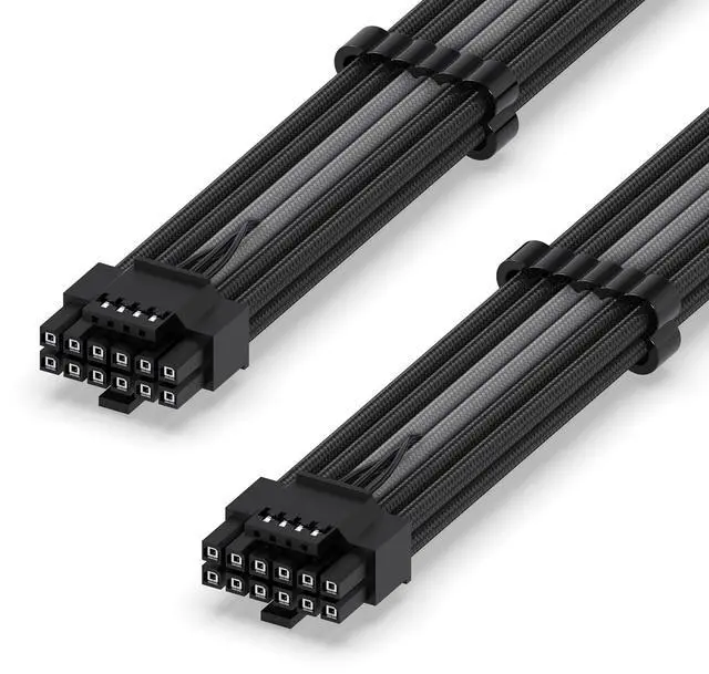 Main image of 12VHPWR PSU Sleeved Cable, 12V-2x6, 600W, 60cm, Black Grey