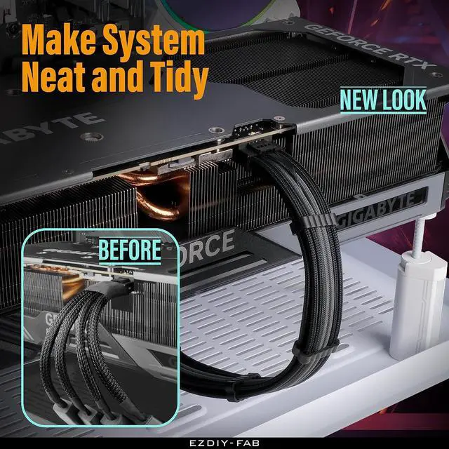 Alt view image 2 of 7 - 12VHPWR PSU Sleeved Cable, 12V-2x6, 600W, 60cm, Black Grey