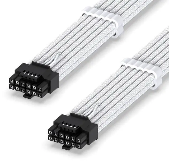 Main image of 12VHPWR PSU Sleeved Cable, 12V-2x6, 600W Support, 60cm, White
