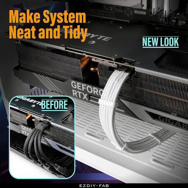 Alt view image 2 of 7 - 12VHPWR PSU Sleeved Cable, 12V-2x6, 600W Support, 60cm, White