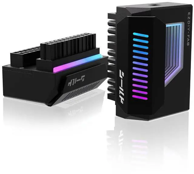 Main image of Shield ATX 24-Pin 180° Angle Adapter, Infinity Mirror ARGB, Black