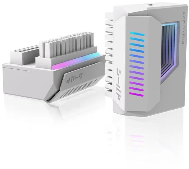 Main image of Shield ATX 24-Pin 180° Angle Adapter, Infinity Mirror ARGB, White