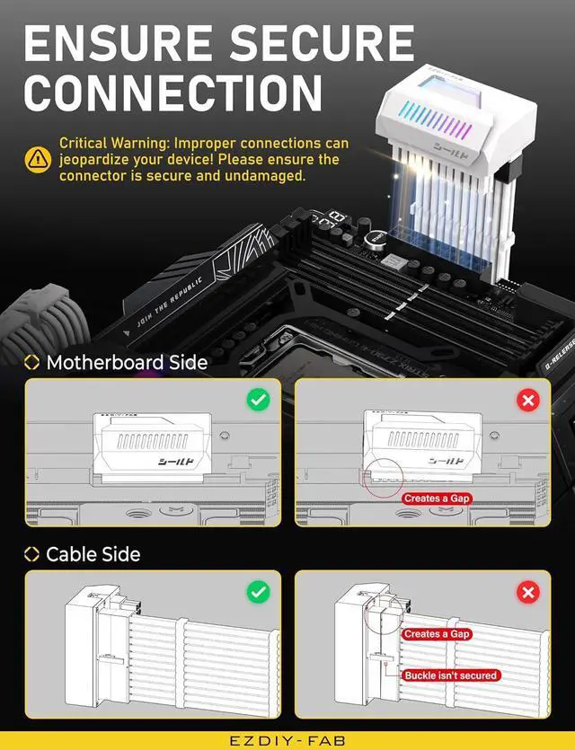 Alt view image 6 of 7 - Shield ATX 24-Pin 180° Angle Adapter, Infinity Mirror ARGB, White