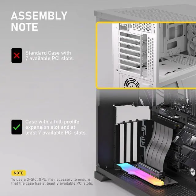 Alt view image 2 of 7 - Shield ARGB Vertical GPU Mount, 115mm PCIe 4.0 Riser Cable, White