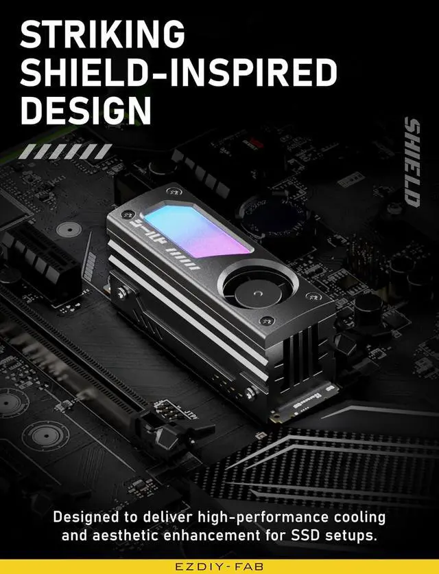 Alt view image 2 of 7 - Shield ARGB M.2 2280 SSD Heatsink, Built-in 20mm PWM Fan, Black