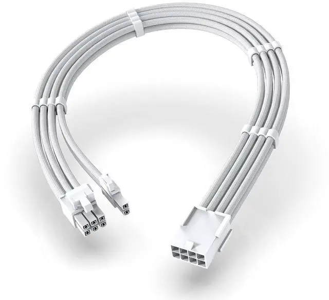 Main image of PCIe 8-Pin GPU Extension Cable, Female to 6+2 Male, 30cm, White