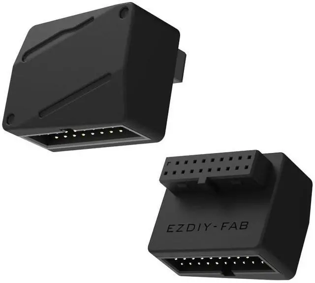 Main image of USB 3.2 Gen 1 19-Pin 90 Degree L-Shape Adapter, Motherboard USB 3.0 Internal Header Adapter,19-Pin Male to Female Converter for Front Panel USB-A, Black -RVS