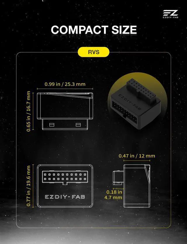 Alt view image 7 of 7 - USB 3.2 Gen 1 19-Pin 90 Degree L-Shape Adapter, Motherboard USB 3.0 Internal Header Adapter,19-Pin Male to Female Converter for Front Panel USB-A, Black -RVS