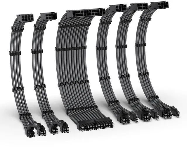 Main image of 16AWG PSU Extension Kit, 300MM, 24-Pin/2xEPS/3xPCIe, Carbon