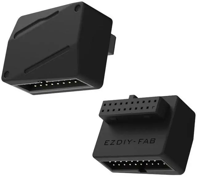 Main image of USB 3.2 Gen 1 19-Pin 90 Degree L-Shape Adapter, Motherboard USB 3.0 Internal Header Adapter,19-Pin /20-Pin Male to Female Converter for Front Panel USB-A, Black -STD
