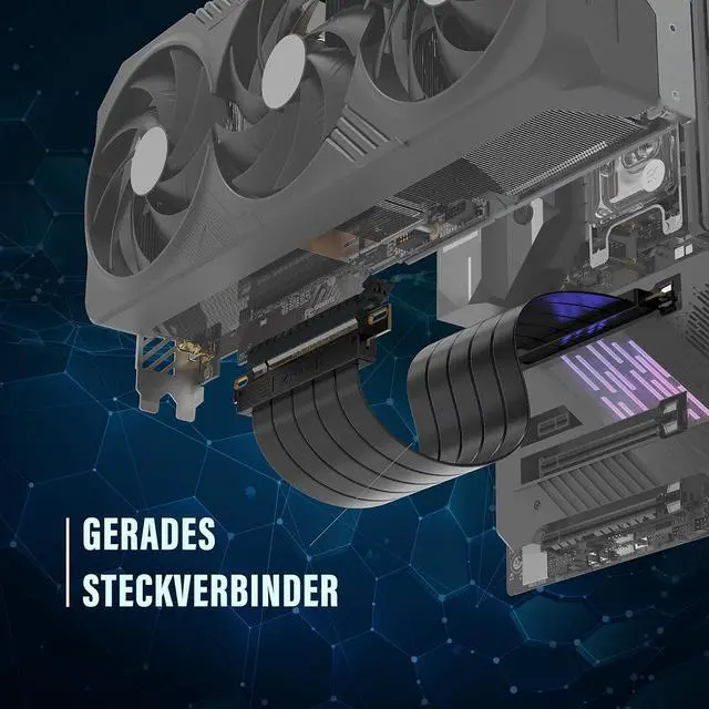 Alt view image 5 of 7 - PCIe Gen 4 x16 Riser Cable,GPU Extension, Straight, 30cm