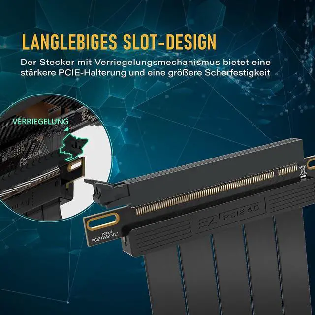 Alt view image 7 of 7 - PCIe Gen 4 x16 Riser Cable,GPU Extension, Straight, 30cm