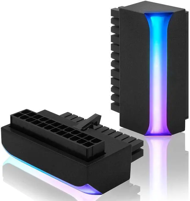 Main image of ATX 24-pin 90 Degree Power Connector 5V 3 Pin ARGB Rainbow Female to Male Power Supply/Power Adapter for Computer Motherboard -1 Pack