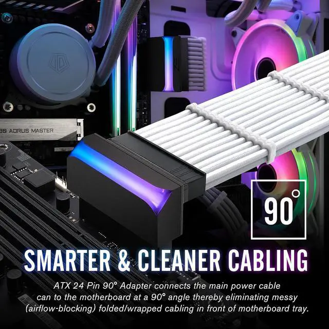 Alt view image 2 of 7 - ATX 24-pin 90 Degree Power Connector 5V 3 Pin ARGB Rainbow Female to Male Power Supply/Power Adapter for Computer Motherboard -1 Pack