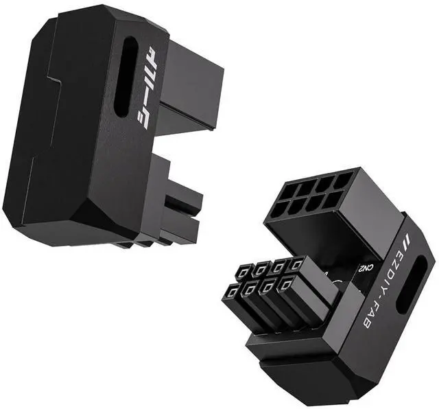 Main image of Shield Series 8-Pin PCIe GPU Power Adapter,180-Degree U-Turn Angled Connector, Aluminum Design for Graphics Cards Reverse Type,Black-2 Pack