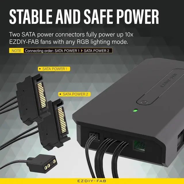 Alt view image 3 of 6 - 10 Ports RGB Fan Hub-I for PC Case Fans,Support 6-pin RGB Fans,with 2X 5V 3pin Ports for ARGB Device,with SATA Power Cable and Remote Control,Motherboard Sync