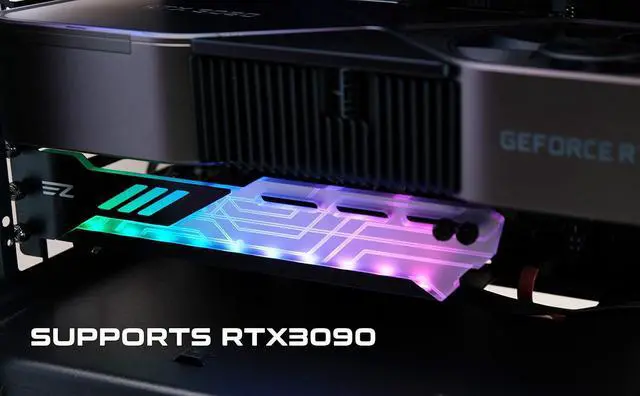 Alt view image 2 of 7 - RGB GPU Holder 5V 3-Pin Colorful RGB Graphics Card GPU Support Video Card Holder Bracket, Video Card Sag Holder/Holster Bracket- 309-1