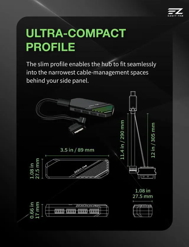 Alt view image 6 of 7 - MH01 Internal USB 2.0 9-Pin Hub, 4-Port Header Expansion, Black