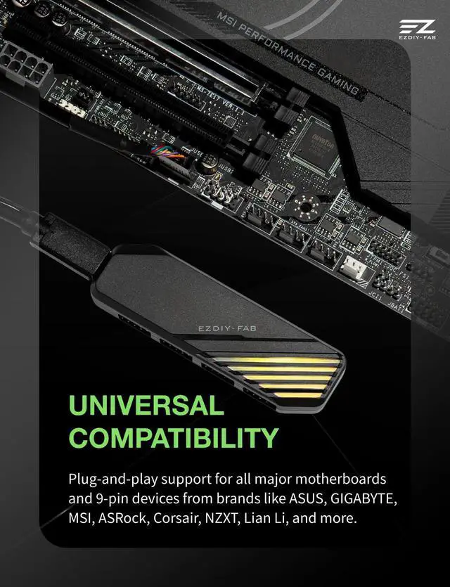Alt view image 7 of 7 - MH01 Internal USB 2.0 9-Pin Hub, 4-Port Header Expansion, Black