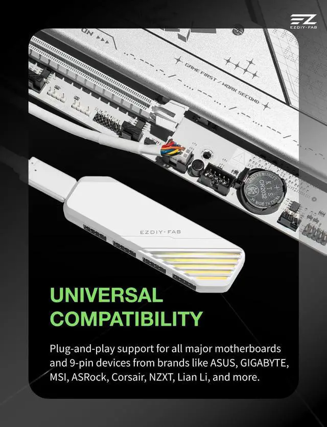 Alt view image 7 of 7 - MH01 Internal USB 2.0 9-Pin Hub, 4-Port Header Expansion, White