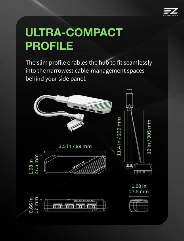 Alt view image 6 of 7 - MH01 Internal USB 2.0 9-Pin Hub, 4-Port Header Expansion, White