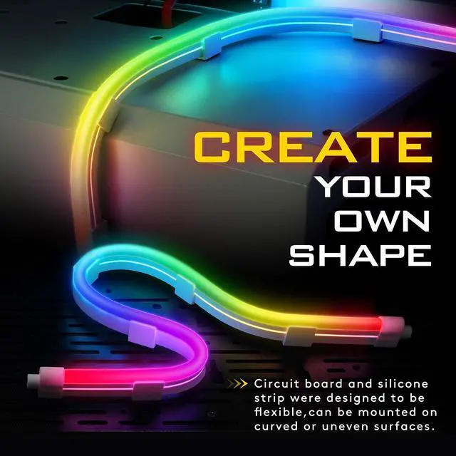 Alt view image 3 of 7 - Premium LED Strip Kit for PC 5V ARGB Motherboard Sync,Upgraded with 3-Kinds Mounting Clips-2X 400mm Smooth Lighting Strip