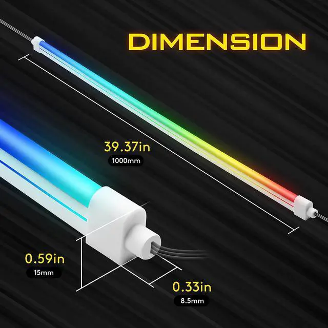 Alt view image 5 of 7 - Premium Addressable LED Strip Kit for PC 5V ARGB Motherboard Sync,Upgraded with 3-Kinds Mounting Clips-1X 1M/39.3in Smooth Lighting Strip