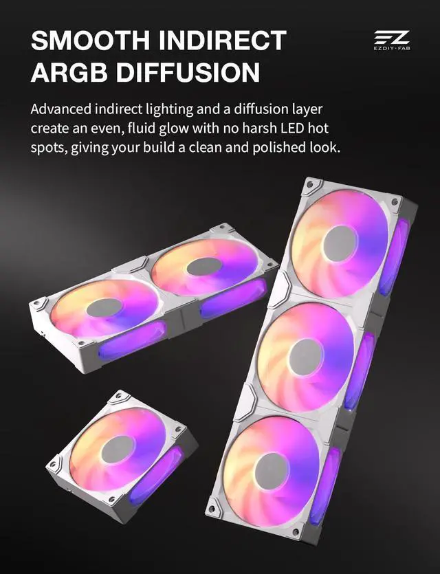 Alt view image 6 of 7 - BF12 240mm ARGB PWM Case Fan, Single-Frame, 28mm Thick, White