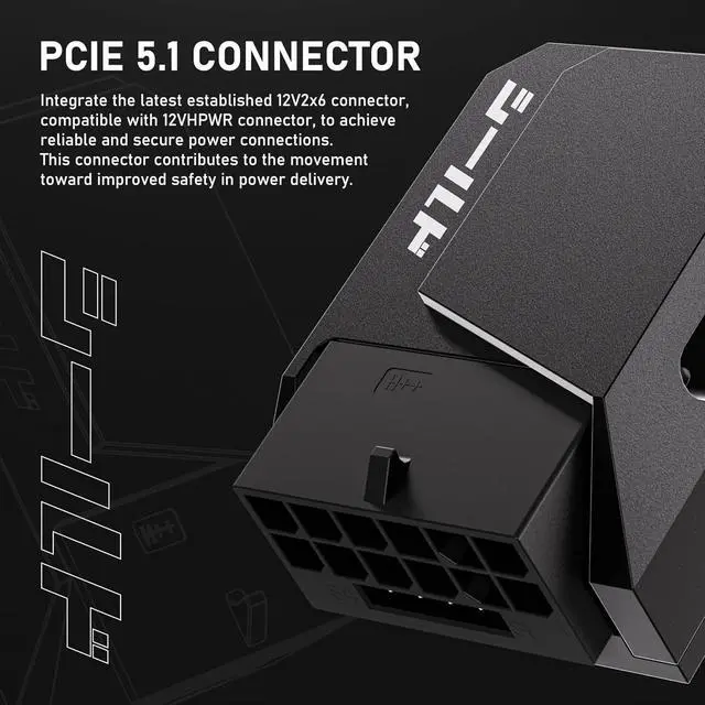Alt view image 4 of 7 - PCIe 5.1 Adapter - 600W 12+4pin,16pin 12VHPWR GPU Power Connector,12V-2x6 GPU Adapter,90 Degree Right Angle - Compatible with RTX 3090Ti, 4070Ti, 4080, 4090 GPU - RVS Type, Red, 1 Pack
