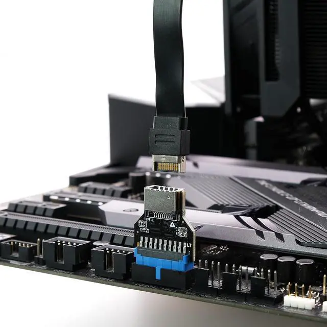 Alt view image 5 of 7 - USB 3.0 (USB3.1 Gen 2) Internal Header (19-Pin) to USB 3.1/3.2 Type-C (20-Pin) A-Key Front Panel 180 Degrees Adapter, Extend USB Type E Ports to PCs Front Panel USB Ports
