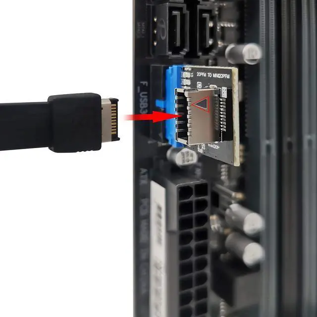 Alt view image 5 of 6 - USB 3.0 (3.1 Gen 1) Internal (19-Pin) Header to USB 3.1/3.2 Type-C (20-Pin) A-Key Front Panel Adapter