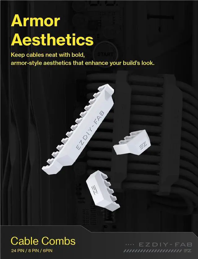 Alt view image 2 of 5 - Shield Cable Comb Kit for 16AWG, 18AWG PSU Cable Extension,Includes 4 x 24P + 16 x 8P + 8X 6P-White