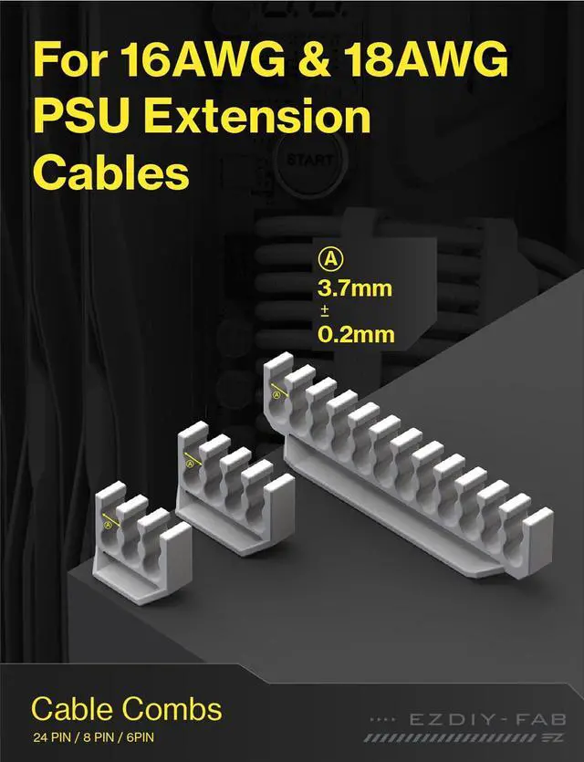 Alt view image 3 of 5 - Shield Cable Comb Kit for 16AWG, 18AWG PSU Cable Extension,Includes 4 x 24P + 16 x 8P + 8X 6P-White