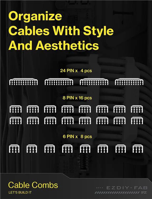 Alt view image 4 of 5 - Shield Cable Comb Kit for 16AWG, 18AWG PSU Cable Extension,Includes 4 x 24P + 16 x 8P + 8X 6P-White