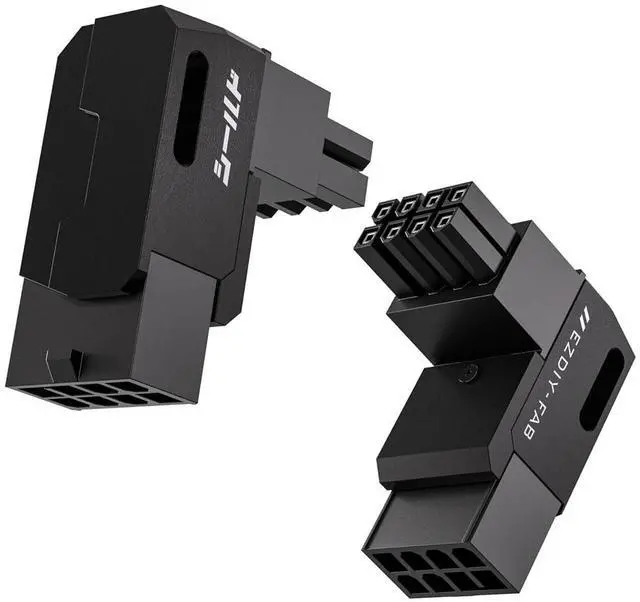 Main image of Shield Series 8-Pin PCIe GPU Power Adapter,90-Degree Angled Connector, Aluminum Design for Graphics Cards Reverse Type,Black-2 Pack