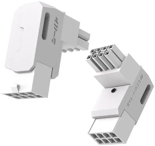 Main image of Shield Series 8-Pin PCIe GPU Power Adapter,90-Degree Angled Connector, Aluminum Design for Graphics Cards Reverse Type,White-2 Pack