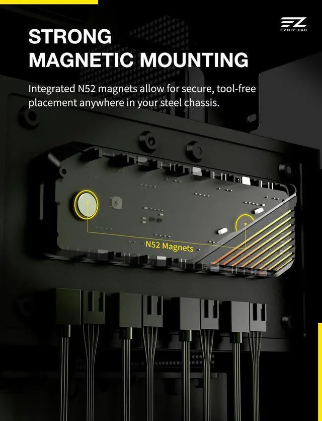 Alt view image 4 of 7 - FH01 8-Port ARGB PWM Fan Hub with Remote, Dual SATA Cables, Black