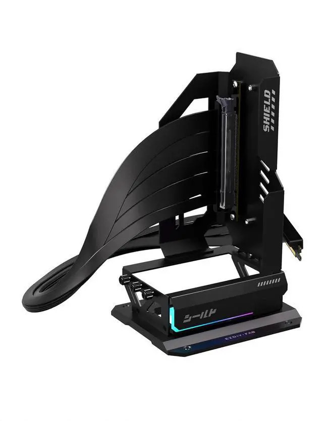Main image of Shield ARGB Upright GPU Mount with PCIe 5.0 Riser Cable, Vertical GPU Bracket Support RTX 50 Series, 20 Degree Adjustable Angle, Magnetic & Fan-Slot Installation, 5V ARGB Sync Black 600mm