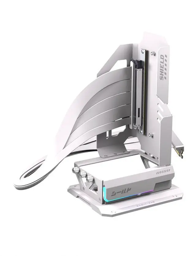 Main image of Shield ARGB Upright GPU Mount with PCIe 5.0 Riser Cable, Vertical GPU Bracket Support RTX 50 Series, 20 Degree Adjustable Angle, Magnetic & Fan-Slot Installation, 5V ARGB Sync White 600mm
