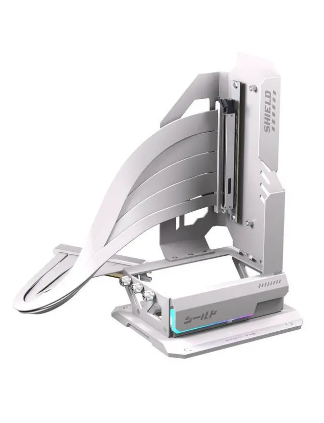 Main image of Shield ARGB Upright GPU Mount with PCIe 5.0 Riser Cable, Vertical GPU Bracket Support RTX 50 Series, 20 Degree Adjustable Angle, Magnetic & Fan-Slot Installation, 5V ARGB Sync White 400mm