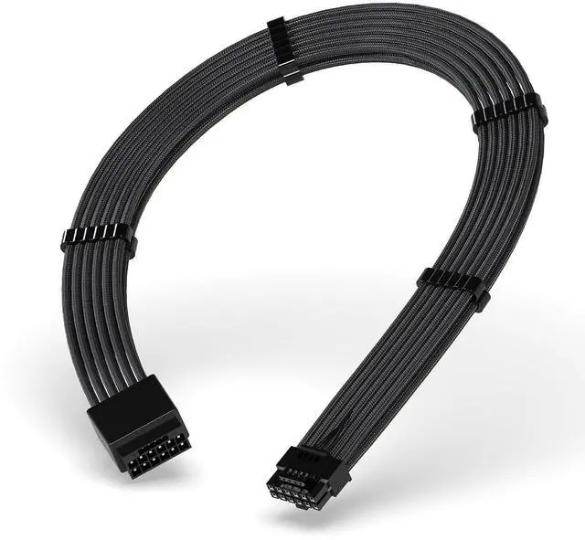 Main image of 16pin (12+4) 12VHPWR PCIe 5.0 GPU Power Sleeved Cable Extension, Male to Female, Compatible with RTX 5080, 5070, 4090, 4080, 4070,16AWG with Cable Combs-Black