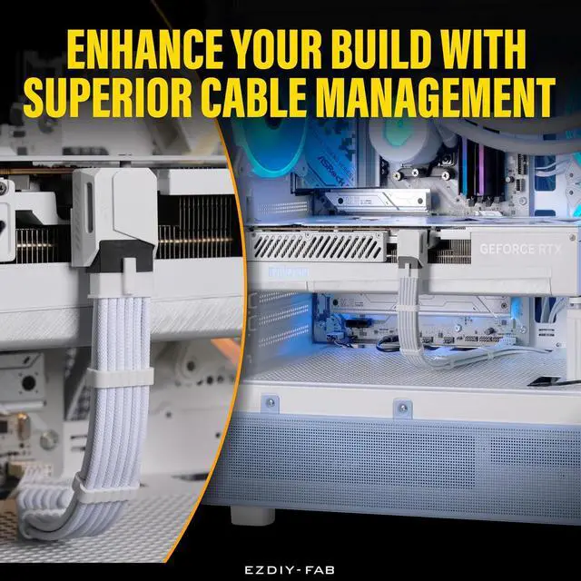 Alt view image 7 of 7 - 16pin (12+4) 12VHPWR PCIe 5.0 GPU Power Sleeved Cable Extension, Male to Female, Compatible with RTX 5080, 5070, 4090, 4080, 4070,16AWG with Cable Combs-All White