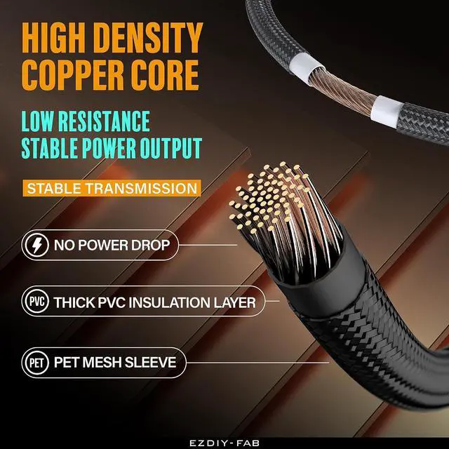 Alt view image 7 of 7 - 16pin (12+4) 12VHPWR PCIe 5.0 GPU Power Sleeved Cable Extension, Male to Female, Compatible with RTX 5080, 5070, 4090, 4080, 4070,16AWG with Cable Combs-Black