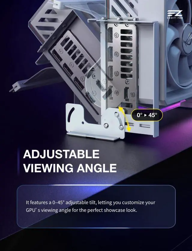 Alt view image 4 of 7 - AH18 PCIe 5.0 ARGB Multi-Angle Vertical GPU Mount Kit, White