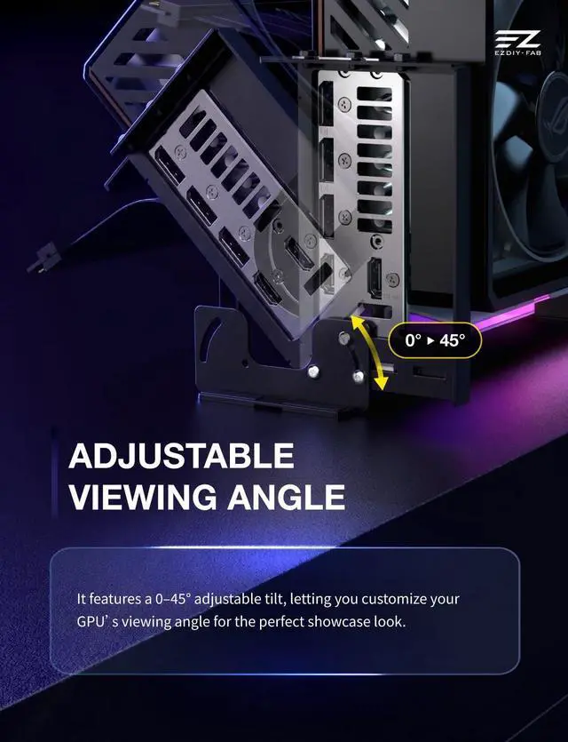 Alt view image 4 of 7 - AH18 PCIe 5.0 ARGB Multi-Angle Vertical GPU Mount Kit, Black