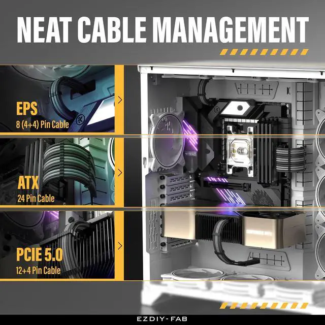 Alt view image 6 of 7 - 12VHPWR PSU Extension Kit, 1x24-Pin/2xEPS/1x12+4 Pin, Black Grey