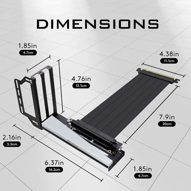 Alt view image 3 of 7 - Vertical Graphics Card Holder Bracket with ARGB 5V 3Pin LED,GPU Mount,Video Card VGA Support Kit with PCIE3.0 Riser Cable- Black