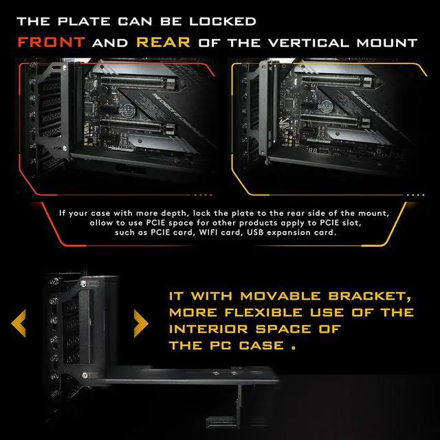 Alt view image 5 of 7 - Vertical Graphics Card Holder Bracket with ARGB 5V 3Pin LED,GPU Mount,Video Card VGA Support Kit with PCIE3.0 Riser Cable- Black
