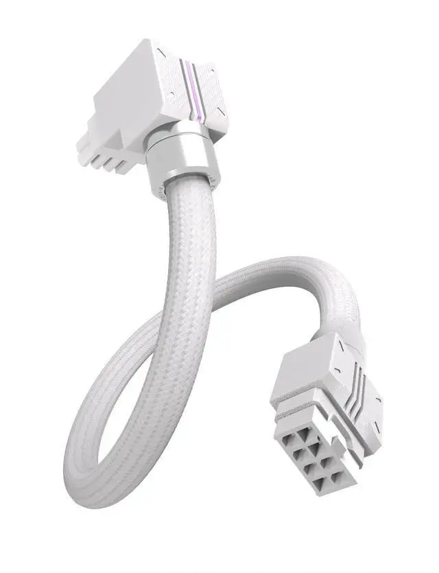 Main image of UNIFAS ARGB 8-Pin GPU Extension Cable, Right Angle, White, RVS